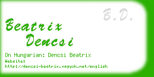 beatrix dencsi business card